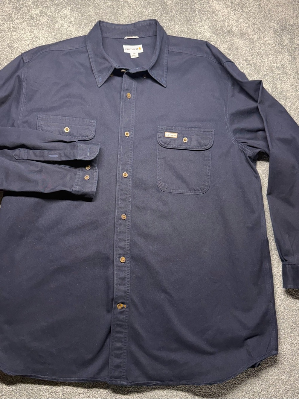 Carhartt Men's Dark Navy Button-Down Work Shirt size 2XL